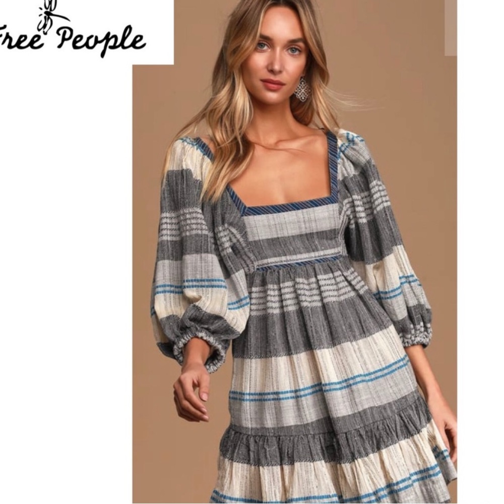 NWT Free People size XS or Large peasant BOHO blue